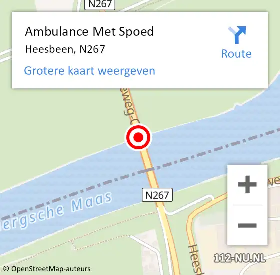 Locatie op kaart van de 112 melding: Ambulance Met Spoed Naar Heesbeen, N267 op 7 juni 2014 17:57