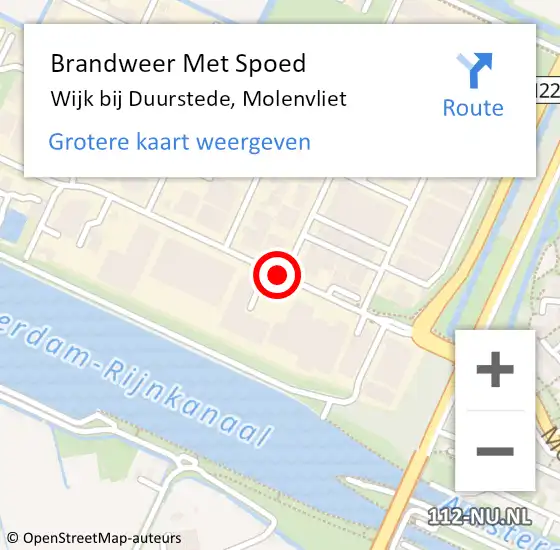 Locatie op kaart van de 112 melding: Brandweer Met Spoed Naar Wijk bij Duurstede, Molenvliet op 13 april 2021 14:31