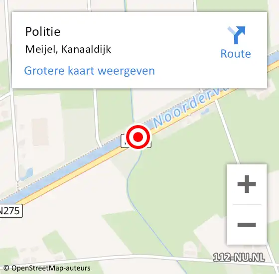 Locatie op kaart van de 112 melding: Politie Meijel, Kanaaldijk op 13 april 2021 15:01