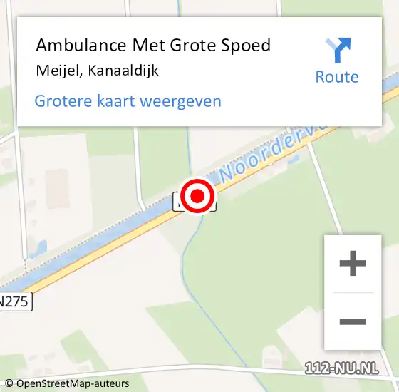 Locatie op kaart van de 112 melding: Ambulance Met Grote Spoed Naar Meijel, Kanaaldijk op 13 april 2021 15:04
