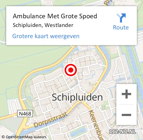 Locatie op kaart van de 112 melding: Ambulance Met Grote Spoed Naar Schipluiden, Westlander op 4 oktober 2013 11:46