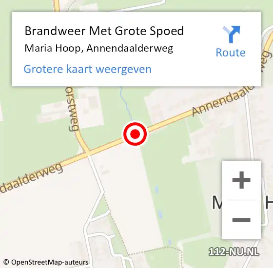 Locatie op kaart van de 112 melding: Brandweer Met Grote Spoed Naar Maria Hoop, Annendaalderweg op 13 april 2021 16:35
