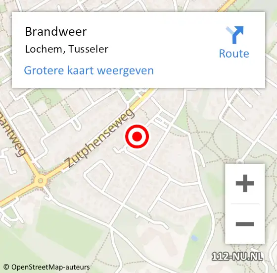 Locatie op kaart van de 112 melding: Brandweer Lochem, Tusseler op 13 april 2021 16:44