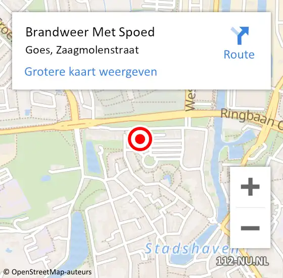 Locatie op kaart van de 112 melding: Brandweer Met Spoed Naar Goes, Zaagmolenstraat op 13 april 2021 17:25