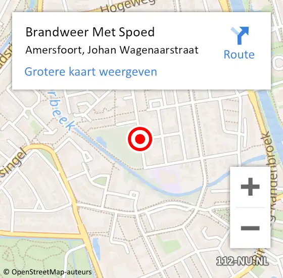 Locatie op kaart van de 112 melding: Brandweer Met Spoed Naar Amersfoort, Johan Wagenaarstraat op 13 april 2021 17:42