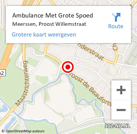 Locatie op kaart van de 112 melding: Ambulance Met Grote Spoed Naar Meerssen, Proost Willemstraat op 7 juni 2014 18:18