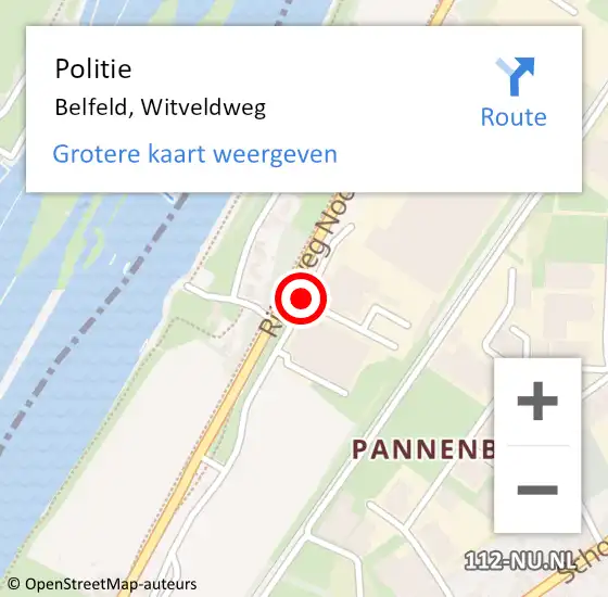 Locatie op kaart van de 112 melding: Politie Belfeld, Witveldweg op 13 april 2021 21:03