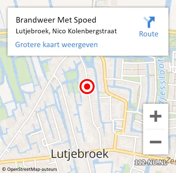 Locatie op kaart van de 112 melding: Brandweer Met Spoed Naar Lutjebroek, Nico Kolenbergstraat op 13 april 2021 22:20