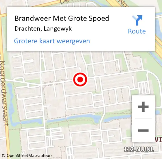 Locatie op kaart van de 112 melding: Brandweer Met Grote Spoed Naar Drachten, Langewyk op 14 april 2021 05:11