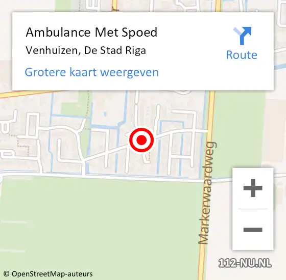 Locatie op kaart van de 112 melding: Ambulance Met Spoed Naar Venhuizen, De Stad Riga op 14 april 2021 05:33