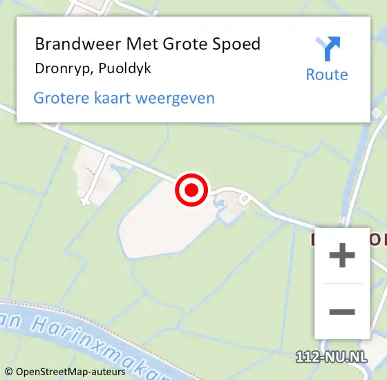 Locatie op kaart van de 112 melding: Brandweer Met Grote Spoed Naar Dronryp, Puoldyk op 14 april 2021 08:18