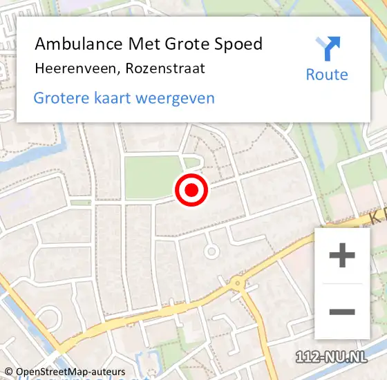 Locatie op kaart van de 112 melding: Ambulance Met Grote Spoed Naar Heerenveen, Rozenstraat op 14 april 2021 08:21