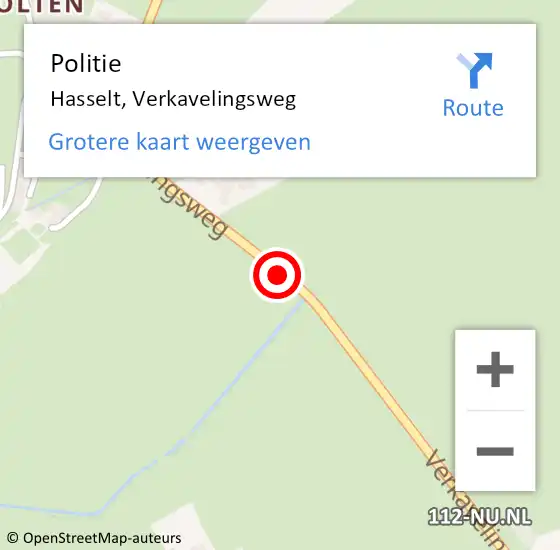 Locatie op kaart van de 112 melding: Politie Hasselt, Verkavelingsweg op 14 april 2021 08:30