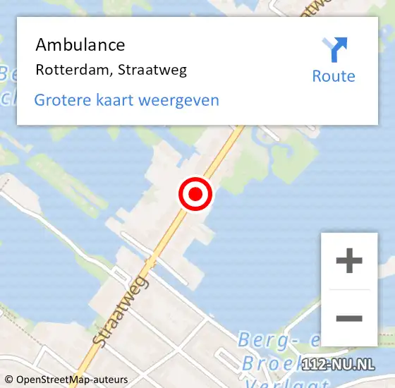 Locatie op kaart van de 112 melding: Ambulance Rotterdam, Straatweg op 14 april 2021 10:17