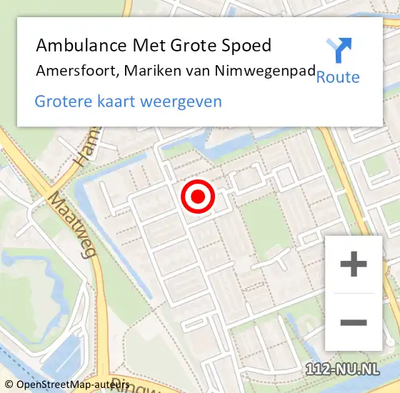 Locatie op kaart van de 112 melding: Ambulance Met Grote Spoed Naar Amersfoort, Mariken van Nimwegenpad op 7 juni 2014 19:29