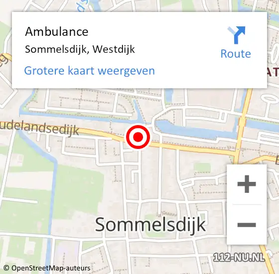 Locatie op kaart van de 112 melding: Ambulance Sommelsdijk, Westdijk op 14 april 2021 11:08