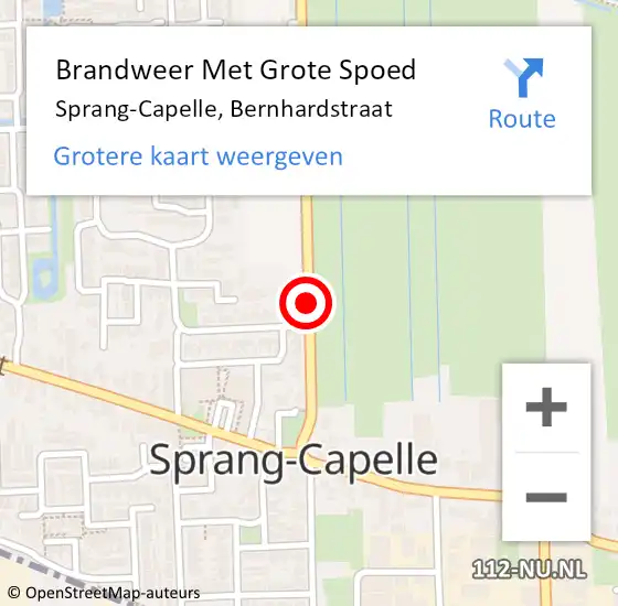 Locatie op kaart van de 112 melding: Brandweer Met Grote Spoed Naar Sprang-Capelle, Bernhardstraat op 14 april 2021 11:41