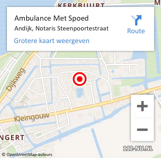 Locatie op kaart van de 112 melding: Ambulance Met Spoed Naar Andijk, Notaris Steenpoortestraat op 14 april 2021 11:48