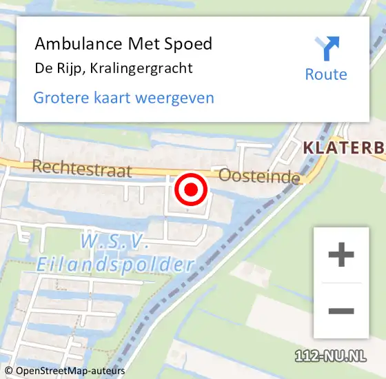 Locatie op kaart van de 112 melding: Ambulance Met Spoed Naar De Rijp, Kralingergracht op 14 april 2021 11:50