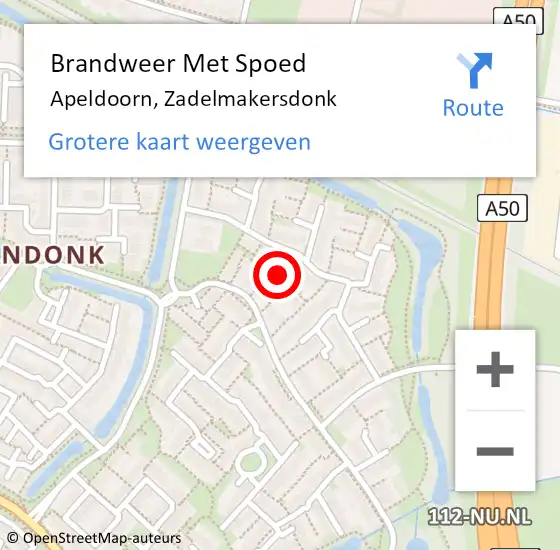 Locatie op kaart van de 112 melding: Brandweer Met Spoed Naar Apeldoorn, Zadelmakersdonk op 14 april 2021 12:34