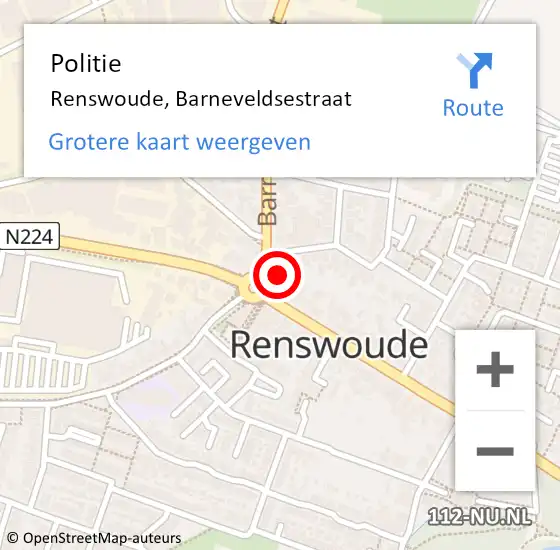 Locatie op kaart van de 112 melding: Politie Renswoude, Barneveldsestraat op 7 juni 2014 19:54