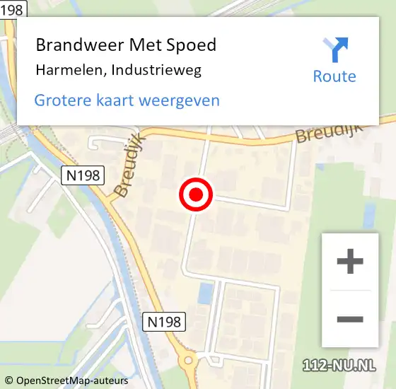 Locatie op kaart van de 112 melding: Brandweer Met Spoed Naar Harmelen, Industrieweg op 14 april 2021 15:17