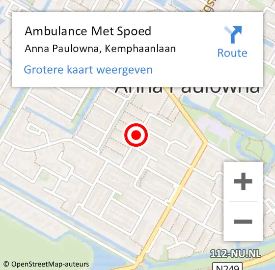 Locatie op kaart van de 112 melding: Ambulance Met Spoed Naar Anna Paulowna, Kemphaanlaan op 14 april 2021 15:53