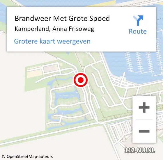 Locatie op kaart van de 112 melding: Brandweer Met Grote Spoed Naar Kamperland, Anna Frisoweg op 14 april 2021 16:02