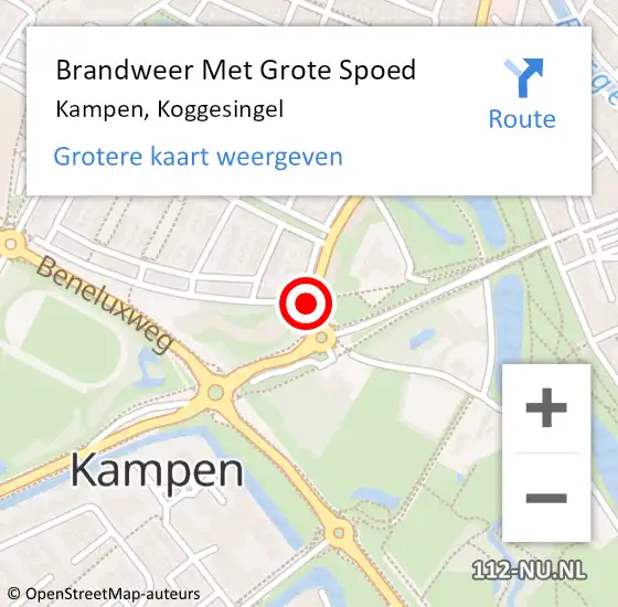 Locatie op kaart van de 112 melding: Brandweer Met Grote Spoed Naar Kampen, Koggesingel op 14 april 2021 16:46