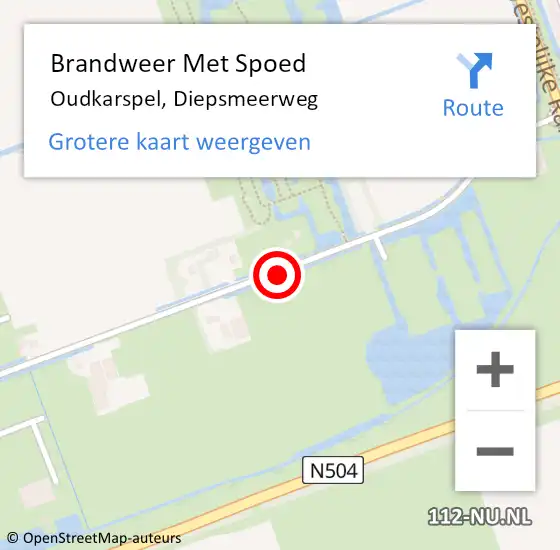 Locatie op kaart van de 112 melding: Brandweer Met Spoed Naar Oudkarspel, Diepsmeerweg op 14 april 2021 17:22