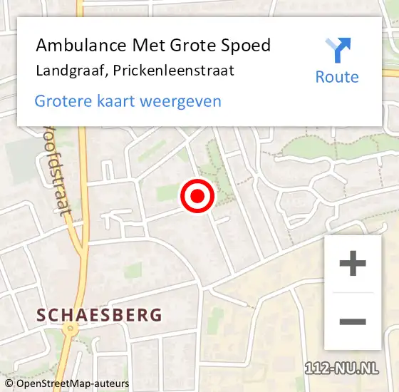 Locatie op kaart van de 112 melding: Ambulance Met Grote Spoed Naar Landgraaf, Prickenleenstraat op 7 juni 2014 20:15