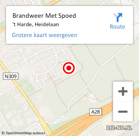 Locatie op kaart van de 112 melding: Brandweer Met Spoed Naar 't Harde, Heidelaan op 7 juni 2014 20:18