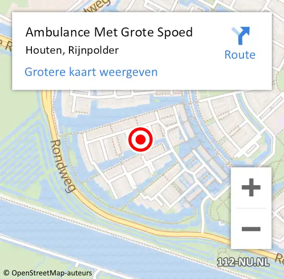 Locatie op kaart van de 112 melding: Ambulance Met Grote Spoed Naar Houten, Rijnpolder op 14 april 2021 18:44