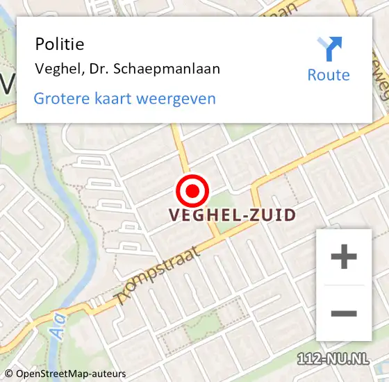 Locatie op kaart van de 112 melding: Politie Veghel, Dr. Schaepmanlaan op 14 april 2021 19:31