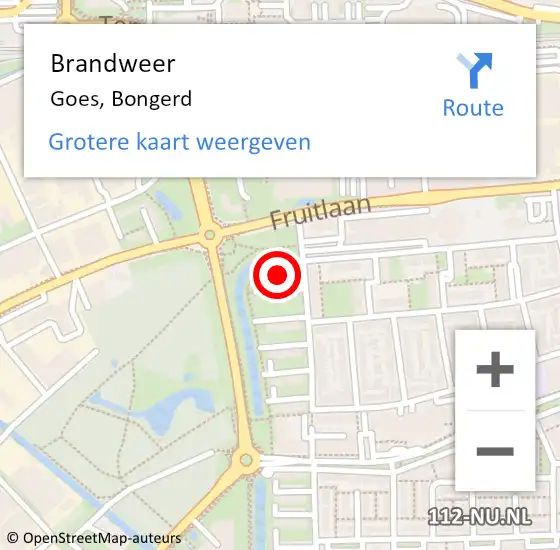 Locatie op kaart van de 112 melding: Brandweer Goes, Bongerd op 14 april 2021 19:50