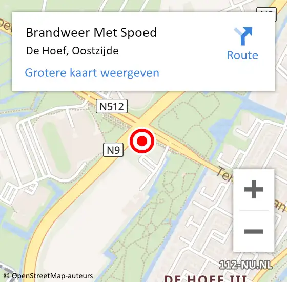 Locatie op kaart van de 112 melding: Brandweer Met Spoed Naar De Hoef, Oostzijde op 14 april 2021 20:02