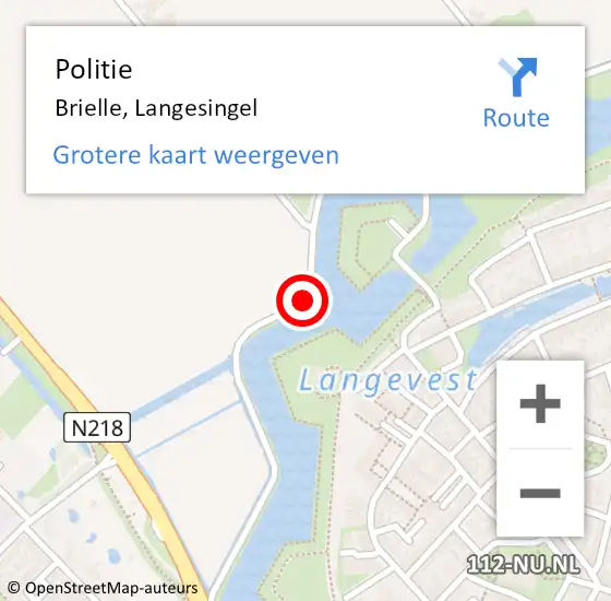 Locatie op kaart van de 112 melding: Politie Brielle, Langesingel op 14 april 2021 20:35