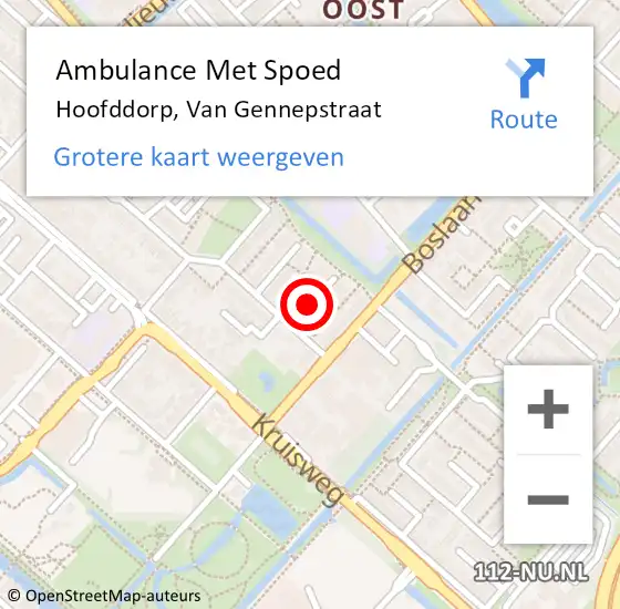 Locatie op kaart van de 112 melding: Ambulance Met Spoed Naar Hoofddorp, Van Gennepstraat op 14 april 2021 21:10