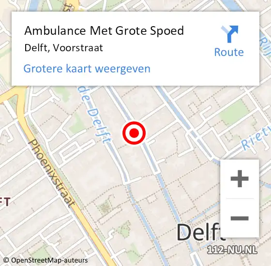 Locatie op kaart van de 112 melding: Ambulance Met Grote Spoed Naar Delft, Voorstraat op 14 april 2021 21:21