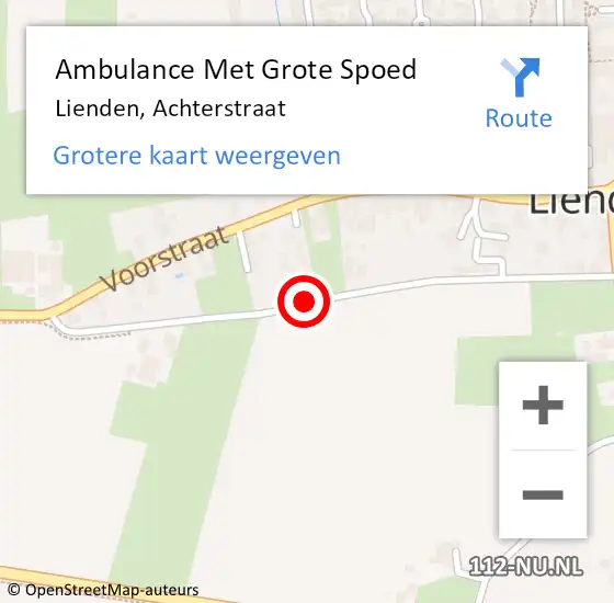 Locatie op kaart van de 112 melding: Ambulance Met Grote Spoed Naar Lienden, Achterstraat op 14 april 2021 23:11