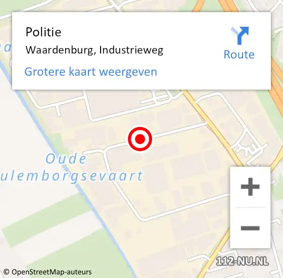 Locatie op kaart van de 112 melding: Politie Waardenburg, Industrieweg op 7 juni 2014 20:51