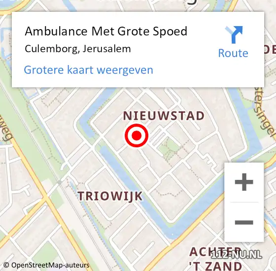 Locatie op kaart van de 112 melding: Ambulance Met Grote Spoed Naar Culemborg, Jerusalem op 15 april 2021 07:49
