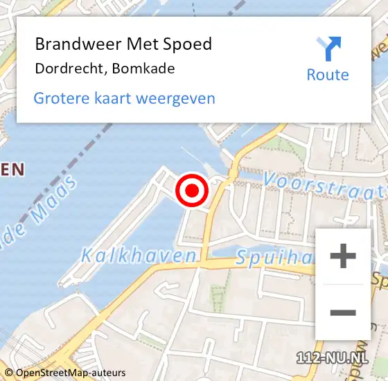 Locatie op kaart van de 112 melding: Brandweer Met Spoed Naar Dordrecht, Bomkade op 15 april 2021 08:31