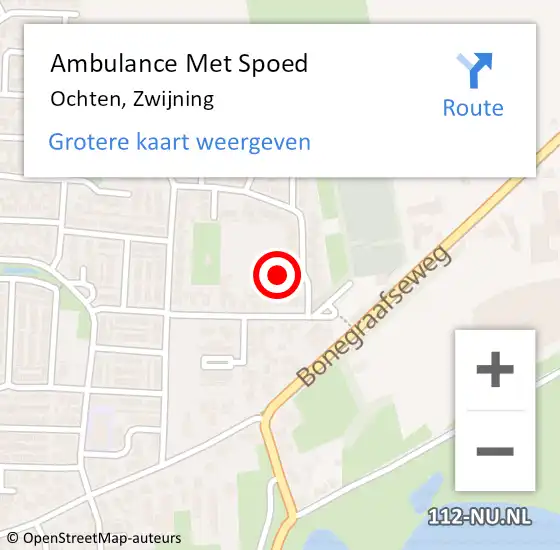 Locatie op kaart van de 112 melding: Ambulance Met Spoed Naar Ochten, Zwijning op 15 april 2021 08:32