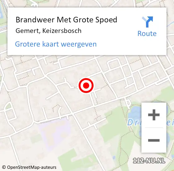 Locatie op kaart van de 112 melding: Brandweer Met Grote Spoed Naar Gemert, Keizersbosch op 15 april 2021 08:57