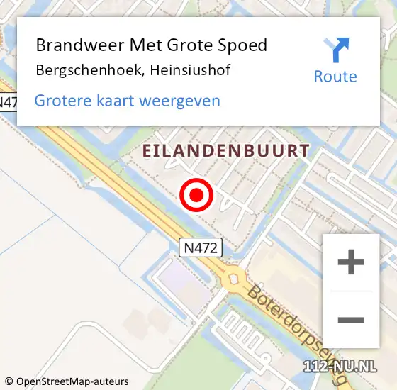 Locatie op kaart van de 112 melding: Brandweer Met Grote Spoed Naar Bergschenhoek, Heinsiushof op 15 april 2021 12:32