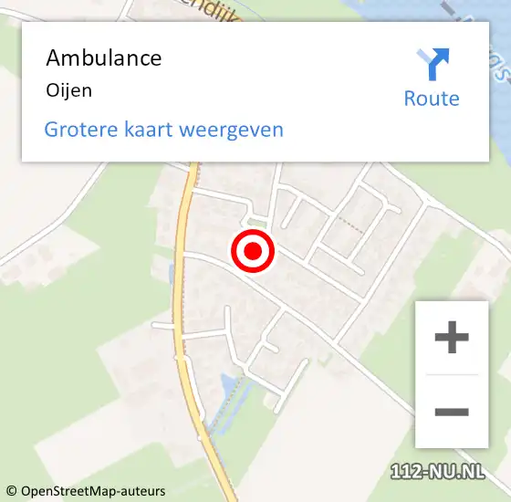 Locatie op kaart van de 112 melding: Ambulance Oijen op 15 april 2021 13:31