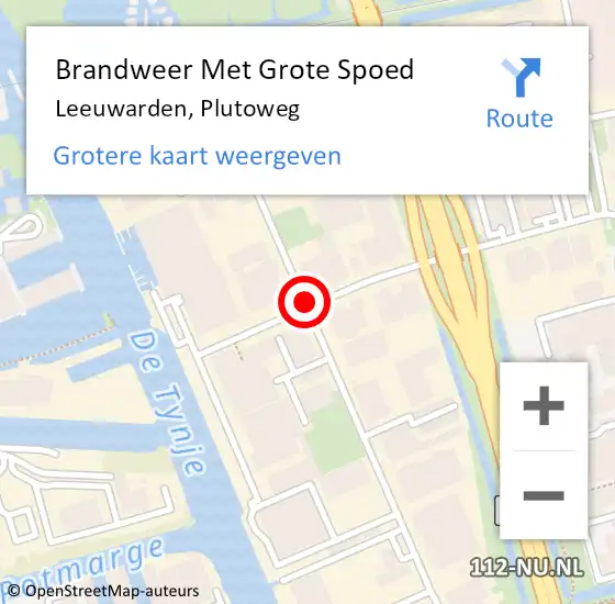 Locatie op kaart van de 112 melding: Brandweer Met Grote Spoed Naar Leeuwarden, Plutoweg op 15 april 2021 13:39