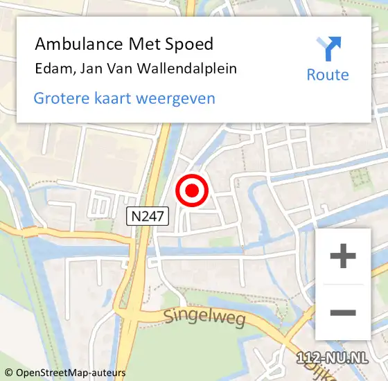 Locatie op kaart van de 112 melding: Ambulance Met Spoed Naar Edam, Jan Van Wallendalplein op 15 april 2021 14:23