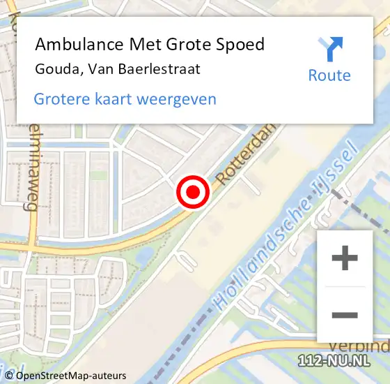 Locatie op kaart van de 112 melding: Ambulance Met Grote Spoed Naar Gouda, van Baerlestraat op 15 april 2021 14:23
